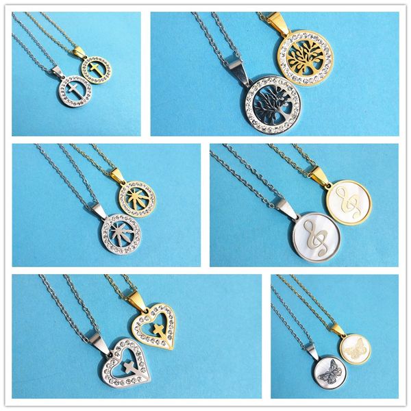 fashion round stainless steel necklace women gothic rhinestone cross life tree heart music note chain pendant colar jewellery, Silver
fashion round stainless steel necklace women gothic rhinestone cross life tree heart music note chain pendant colar jewellery, Silver