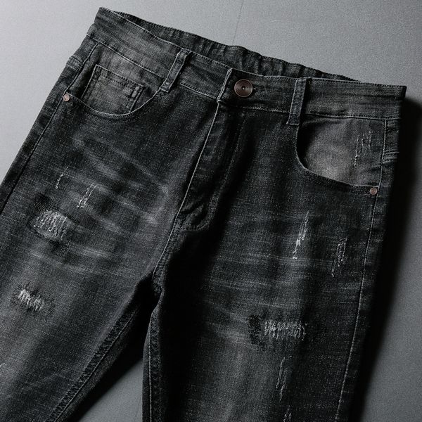 autumn new style with holes jeans men's trend korean-style elasticity slim fit pants embroidered labeling patch pants men, Blue
autumn new style with holes jeans men's trend korean-style elasticity slim fit pants embroidered labeling patch pants men, Blue