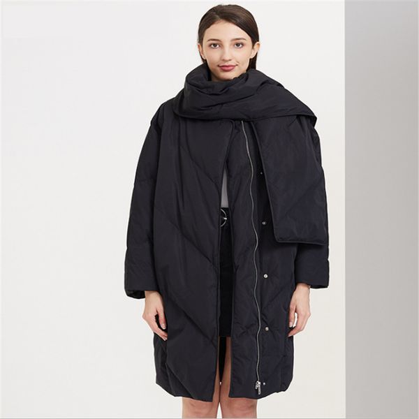 2019winter new down jacket women's medium and long original design korean version white velvet wide scarf fashion jacket, Black
2019winter new down jacket women's medium and long original design korean version white velvet wide scarf fashion jacket, Black