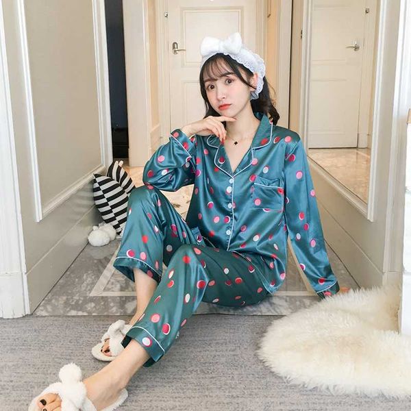 cute polka dot pyjamas women faux slik satin pajamas sets 2019 spring long sleeve home suit leisure nightwear casual sleepwear, Blue;gray
cute polka dot pyjamas women faux slik satin pajamas sets 2019 spring long sleeve home suit leisure nightwear casual sleepwear, Blue;gray