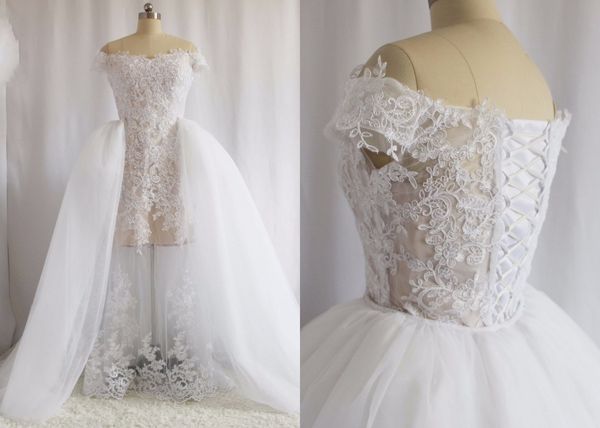 real p fashion detachable train mermaid wedding dress off shoulders lace bodice african country wedding bridal gowns plus size, White
real p fashion detachable train mermaid wedding dress off shoulders lace bodice african country wedding bridal gowns plus size, White