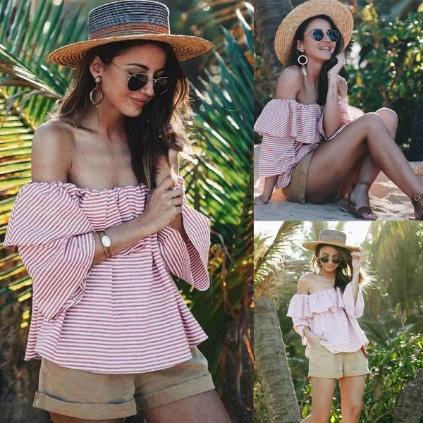новая мода женская одежда casual плеча оборками полосатый printed блуза с коротким рукавом рубашки лето женские топы, White
новая мода женская одежда casual плеча оборками полосатый printed блуза с коротким рукавом рубашки лето женские топы, White