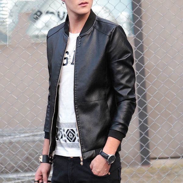 men's jackets 2021 baseball collar solid color slim casual leather jacket simple motorcycle men drop, Black;brown
men's jackets 2021 baseball collar solid color slim casual leather jacket simple motorcycle men drop, Black;brown