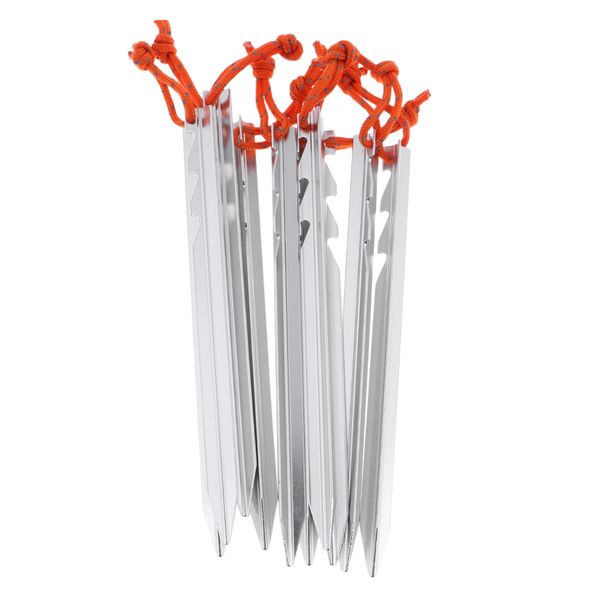 10 pieces aluminum tent stakes non-rust heavy duty metal canopy awning ground nails pegs with adjustable cord
10 pieces aluminum tent stakes non-rust heavy duty metal canopy awning ground nails pegs with adjustable cord