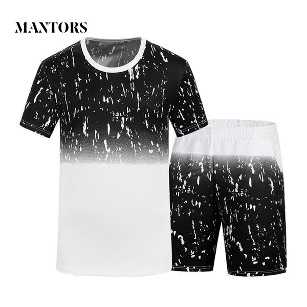 men casual set 2018 summer shorts suits men's printing sportswear short sleeve tee shirts + shorts two piece sets tracksuit male, Gray