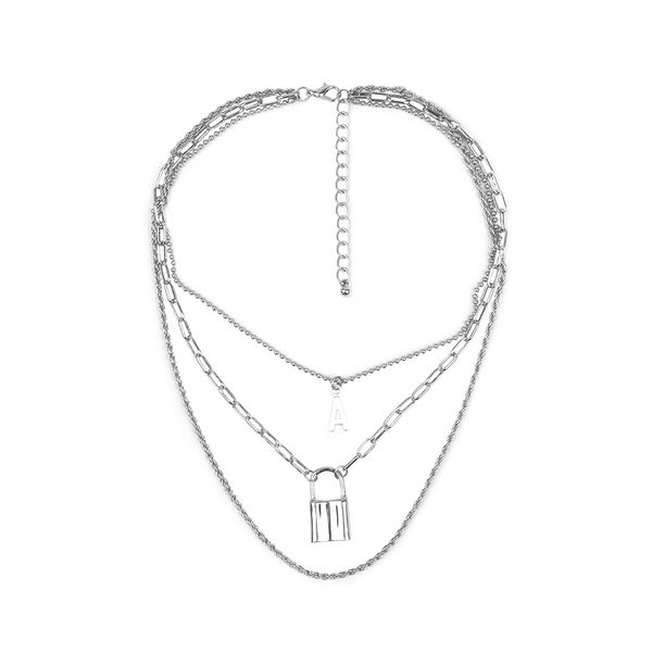 new accessories personality trend lock shape pendant necklace letter a alloy multilayer necklace womenayer necklace female, Silver
new accessories personality trend lock shape pendant necklace letter a alloy multilayer necklace womenayer necklace female, Silver