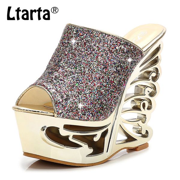 ltarta high heel slope gold silver personality shaped wedding shoes bridal shoes 15 cm sandals slippers zyw-1076-2, Black
ltarta high heel slope gold silver personality shaped wedding shoes bridal shoes 15 cm sandals slippers zyw-1076-2, Black