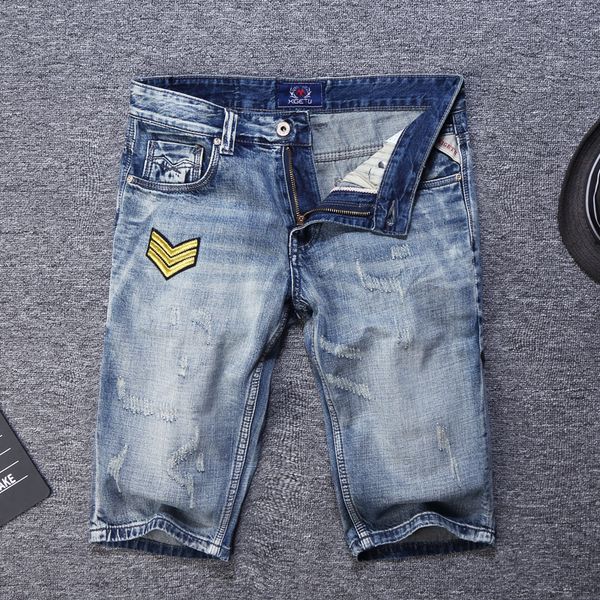 summer fashion men jeans shorts blue color patches designer ripped jeans men denim shorts streetwear hip hop short homme
summer fashion men jeans shorts blue color patches designer ripped jeans men denim shorts streetwear hip hop short homme