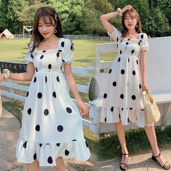 6606# maternity dress summer chiffon dot color block short sleeve loose stylish dress for pregnant women mom, White
6606# maternity dress summer chiffon dot color block short sleeve loose stylish dress for pregnant women mom, White
