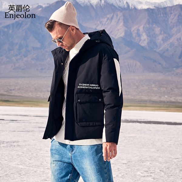 enjeolon brand winter jacket men thick cotton padded parkas embroidery contrast color pocket hooded coat men clothes mf2802, Black
enjeolon brand winter jacket men thick cotton padded parkas embroidery contrast color pocket hooded coat men clothes mf2802, Black