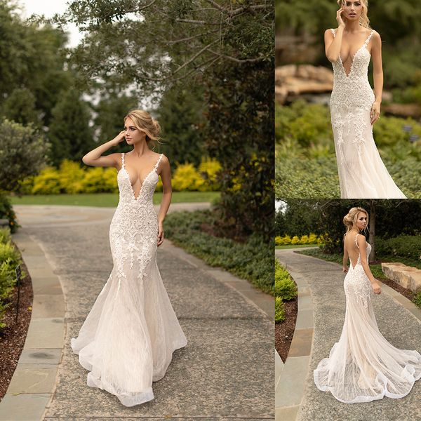 mermaid naama wedding dresses detachable spaghetti sleeveless tulle lace applique backless wedding gowns sweep train robe de mariée, White
mermaid naama wedding dresses detachable spaghetti sleeveless tulle lace applique backless wedding gowns sweep train robe de mariée, White