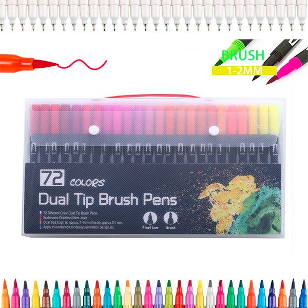 72 colors dual tip brush pens art marker fine liner brush drawing painting watercolor pens for coloring manga calligraphy
72 colors dual tip brush pens art marker fine liner brush drawing painting watercolor pens for coloring manga calligraphy