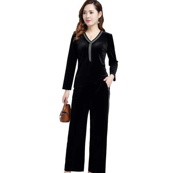 gold velvet two piece set tracksuit women large size year-old female costume conjunto feminino casual ensemble femme deux pieces, Gray
gold velvet two piece set tracksuit women large size year-old female costume conjunto feminino casual ensemble femme deux pieces, Gray