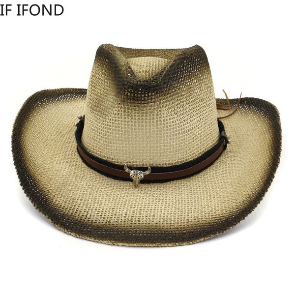 womens spray paint paper western cowboy hats beach straw hats wide brim men ladies sunshade hat, Blue;gray
womens spray paint paper western cowboy hats beach straw hats wide brim men ladies sunshade hat, Blue;gray