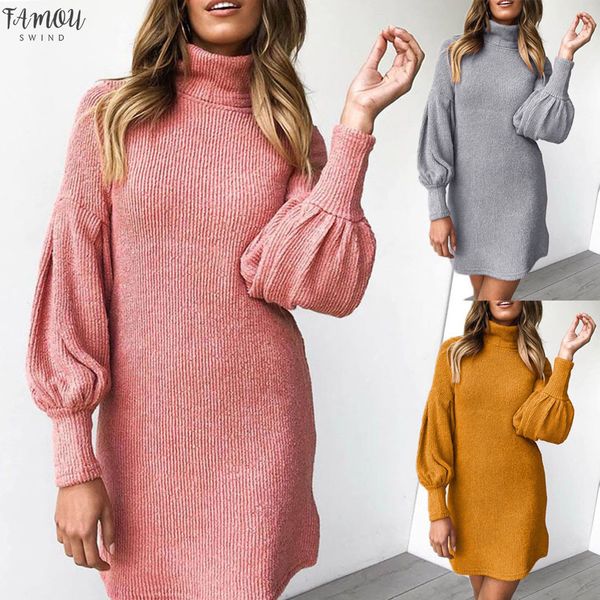women high neck slim knitted solid mini dresses fashion ladies basic long sleeve winter autumn warm dresses, Black;gray
women high neck slim knitted solid mini dresses fashion ladies basic long sleeve winter autumn warm dresses, Black;gray