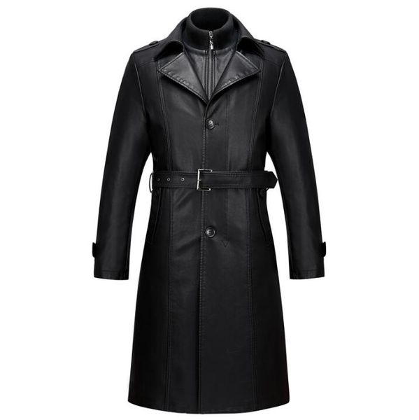 men's brand windbreaker genuine leather jacket long clothing thickening thermal liner plus size men trench coat, Black
men's brand windbreaker genuine leather jacket long clothing thickening thermal liner plus size men trench coat, Black