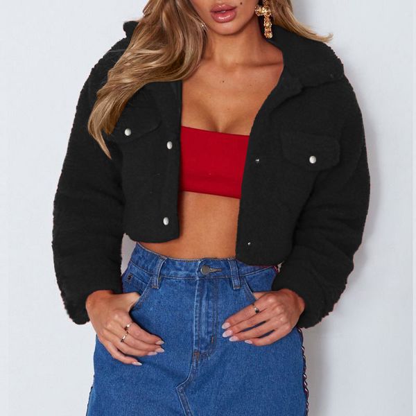 faux lamb fur teddy coat women cropped jackets winter spring warm lapel short jackets button outerwear plus size female coats, Black
faux lamb fur teddy coat women cropped jackets winter spring warm lapel short jackets button outerwear plus size female coats, Black