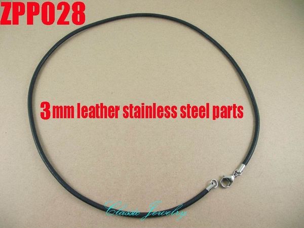 16"-38") 20pcs 3mm black real leather necklace stainless steel accessories jewelry diy zpp028, Silver
16"-38") 20pcs 3mm black real leather necklace stainless steel accessories jewelry diy zpp028, Silver
