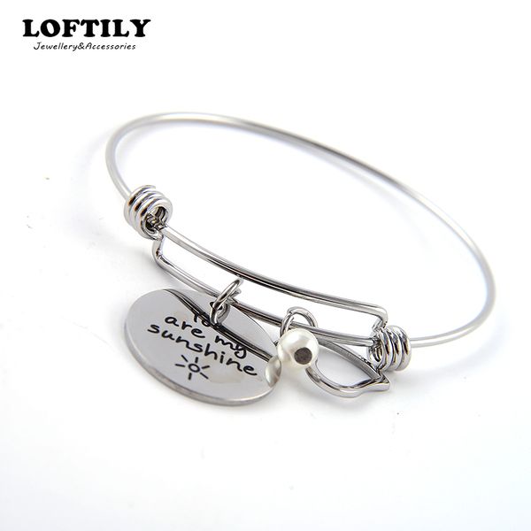 woman stainless steel bangles lovers friend gifts bracelets engrave : you are my sunshine adjustable bracelets pearl pendant, Black
woman stainless steel bangles lovers friend gifts bracelets engrave : you are my sunshine adjustable bracelets pearl pendant, Black