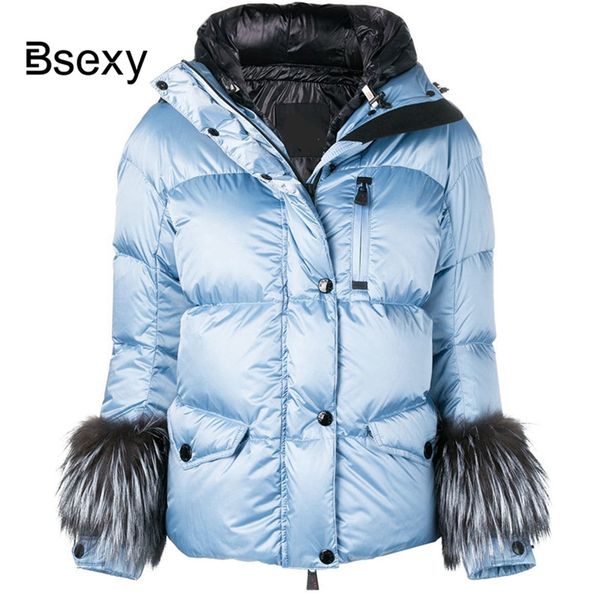 women parka 2018 light blue hooded grosgrain thick warm winter jacket parkas fur sleeve women's coat manteau femme hiver, Black
women parka 2018 light blue hooded grosgrain thick warm winter jacket parkas fur sleeve women's coat manteau femme hiver, Black