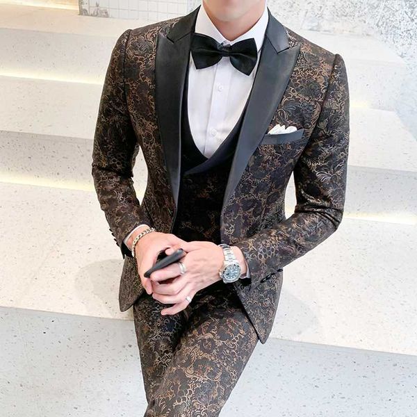 double splits mens floral print suits elegant wedding dress plus size costume mariage homme luxury three piece suits men, White;black
double splits mens floral print suits elegant wedding dress plus size costume mariage homme luxury three piece suits men, White;black