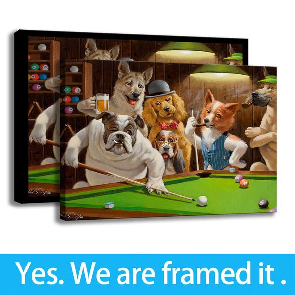 dogs playing pool art prints wall picture for living room decor canvas painting framed art - ready to hang - framed
dogs playing pool art prints wall picture for living room decor canvas painting framed art - ready to hang - framed