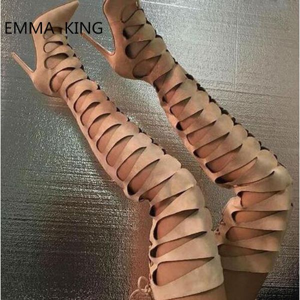cut-out sandalias mujer thin high heels over the knee boots pointed toe thigh high shoes woman gladiator sandals long boots, Black
cut-out sandalias mujer thin high heels over the knee boots pointed toe thigh high shoes woman gladiator sandals long boots, Black