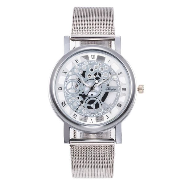 2020 skeleton wrist watch men simple style mesh belt men women quartz watches hollow watches, Slivery;brown
2020 skeleton wrist watch men simple style mesh belt men women quartz watches hollow watches, Slivery;brown
