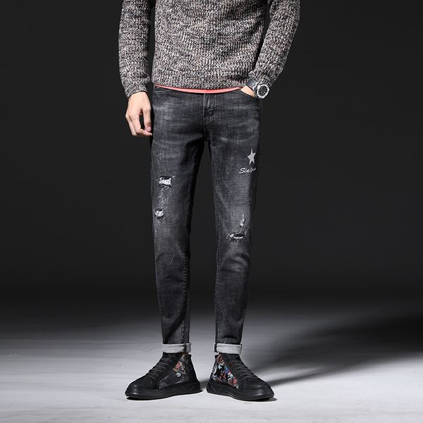 ripped and patched jeans the embroidery skinny pants 2019 men's spring and autumn new casual simple loose hip hop solid, Blue
ripped and patched jeans the embroidery skinny pants 2019 men's spring and autumn new casual simple loose hip hop solid, Blue