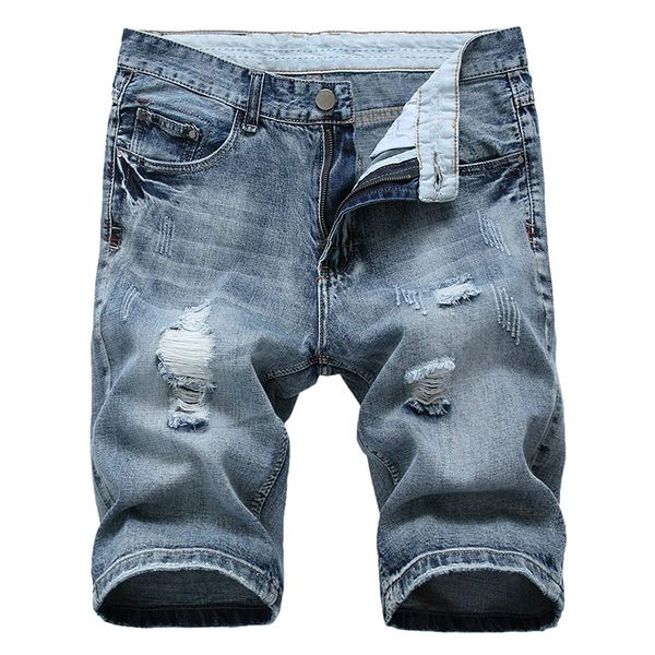 men jeans knee length slim hole classic fit stylish distressed mid waist straight leg ripped denim shorts loose, Blue
men jeans knee length slim hole classic fit stylish distressed mid waist straight leg ripped denim shorts loose, Blue