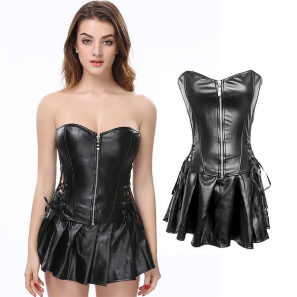 leather corset dress women gotico lingerie clothing steampunk corsets eyeletes night culb corselet overbust skirt set, Black;white
leather corset dress women gotico lingerie clothing steampunk corsets eyeletes night culb corselet overbust skirt set, Black;white