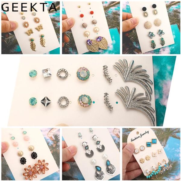 6/5 pairs/set women's pearl flower crystal studs earrings girls elegant rose flower leaf heart ear jewelry gift, Golden;silver
6/5 pairs/set women's pearl flower crystal studs earrings girls elegant rose flower leaf heart ear jewelry gift, Golden;silver