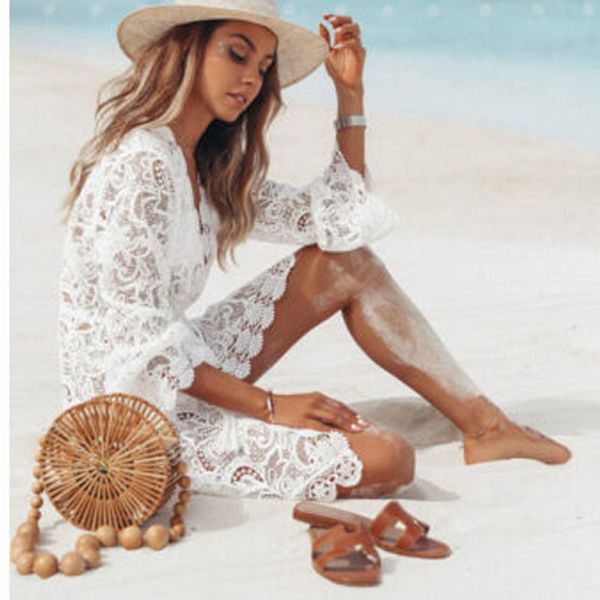 summer new women bikini cover ups floral lace hollow crochet swimsuit cover-up bathing suit beachwear tunic beach dress 2019 hot, Blue;gray
summer new women bikini cover ups floral lace hollow crochet swimsuit cover-up bathing suit beachwear tunic beach dress 2019 hot, Blue;gray