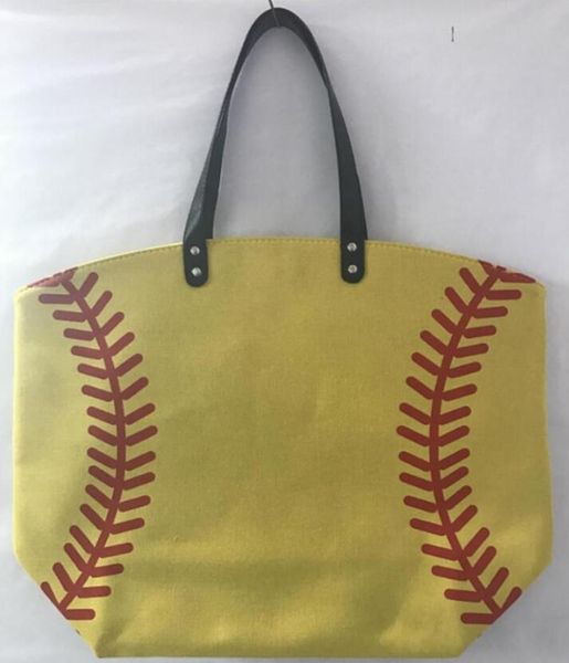 Image of 2021 canvas Outdoor bags beach sports half baseball half Softball Baseball Tote Football shouder Girl Volleyball Storage Bags