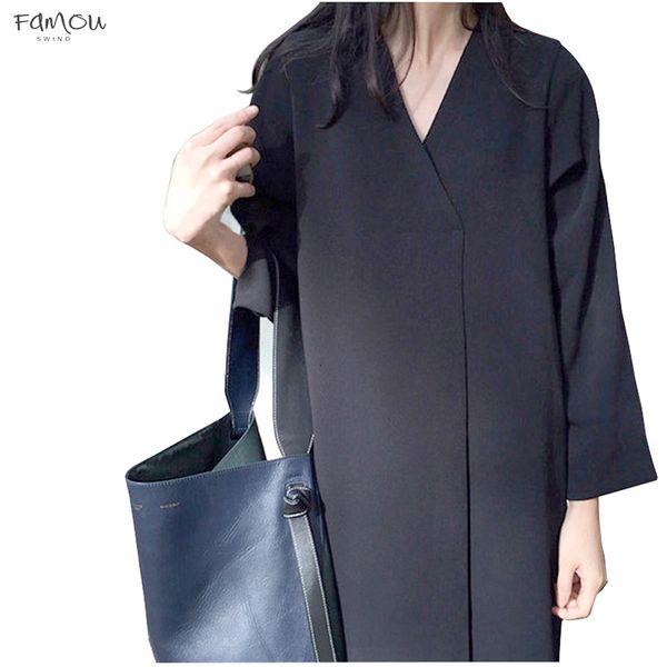 Korean Female Women Long Dress Spring New Women Dress Solid Color V-Neck Loose Long-Sleeve Dress Style
Korean Female Women Long Dress Spring New Women Dress Solid Color V-Neck Loose Long-Sleeve Dress Style