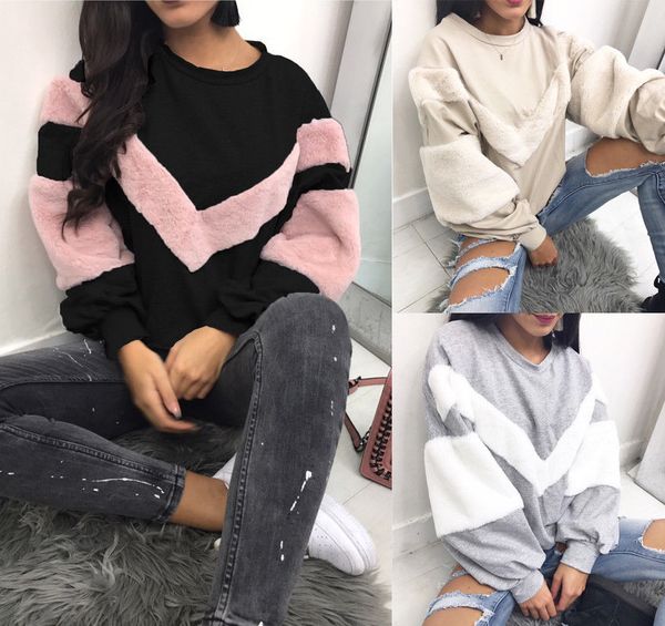 new warm women plush sweatshirt stitching long sleeve patchwork pullover sweatshirt jumper, Black
new warm women plush sweatshirt stitching long sleeve patchwork pullover sweatshirt jumper, Black