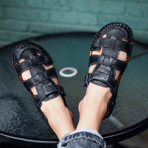 breathable summer casual men sandals non-slip genuine leather men beach outdoor sandals big size, Black
breathable summer casual men sandals non-slip genuine leather men beach outdoor sandals big size, Black