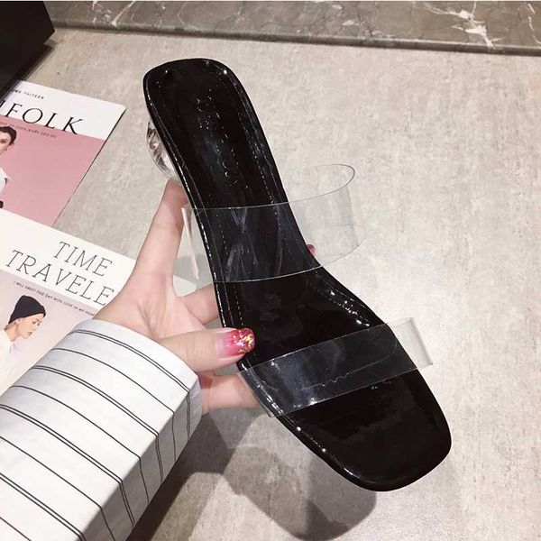 summer clear pvc transparent slippers women shoes crystal slides square toe mid heel slippers mules femme party dress pumps, Black
summer clear pvc transparent slippers women shoes crystal slides square toe mid heel slippers mules femme party dress pumps, Black