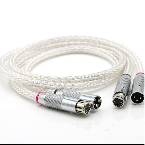 

Hi-End 8AG Silver Plated OCC Hifi Speaker Bulk Cable 16 Strands Audio speaker Wire Carbon Fibe 3pins XLR Balanced cable