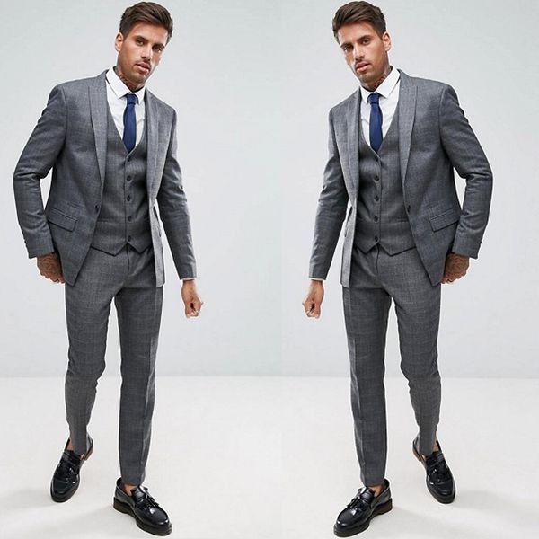 gray men wedding tuxedos classic fit shawl lapel groom wear one button formal business blazer (jacket+vest+pants), Black;gray
gray men wedding tuxedos classic fit shawl lapel groom wear one button formal business blazer (jacket+vest+pants), Black;gray