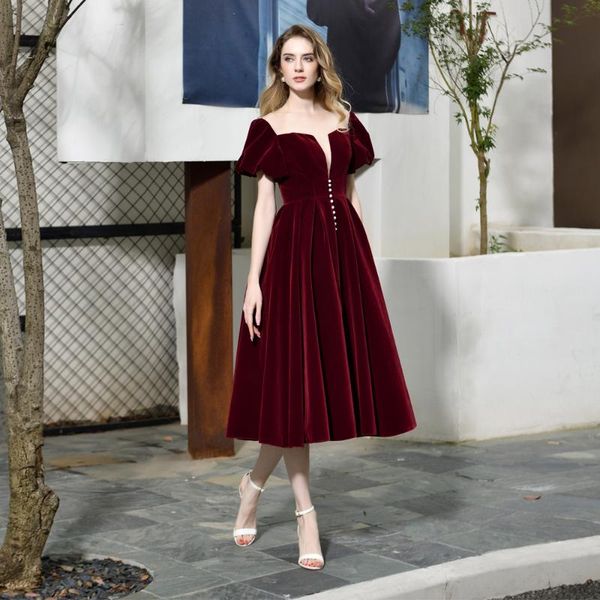 elegant burgundy length velour evening dresses short sleeves a line buttons lace-up back prom dress formal party gown, White;black 
elegant burgundy length velour evening dresses short sleeves a line buttons lace-up back prom dress formal party gown, White;black