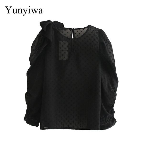 women's blouses & shirts women sweet bowknot decoration black chiffon blouse office lady puff sleeve pleats casual kimono femininas, White
women's blouses & shirts women sweet bowknot decoration black chiffon blouse office lady puff sleeve pleats casual kimono femininas, White