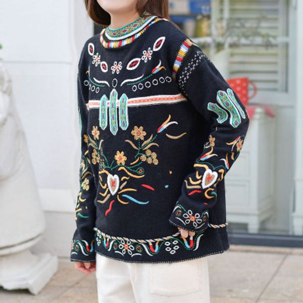 runway designer sweaters 2020 fall vintage black embroidery print sweater women thin knitted loose pullover sweater v195, White;black
runway designer sweaters 2020 fall vintage black embroidery print sweater women thin knitted loose pullover sweater v195, White;black