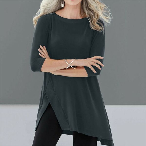plus size women's loose crew neck 3/4 sleeve t-shirts solid casual long pullover jumper solid slit irregular shirts 5xl, White
plus size women's loose crew neck 3/4 sleeve t-shirts solid casual long pullover jumper solid slit irregular shirts 5xl, White