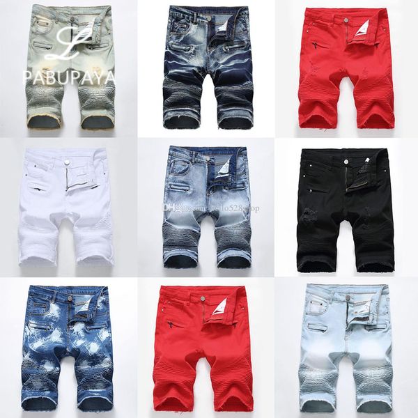 hello528shop men's denim jeans shorts motorcycle style zipper wrinkle stretch pants knee length summer fashion, Blue
hello528shop men's denim jeans shorts motorcycle style zipper wrinkle stretch pants knee length summer fashion, Blue