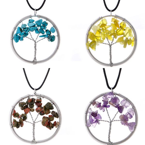 tree of life pendant necklaces multicolor chakra natural stone women rope chain necklace fashion crystal jewelry gift, Silver
tree of life pendant necklaces multicolor chakra natural stone women rope chain necklace fashion crystal jewelry gift, Silver