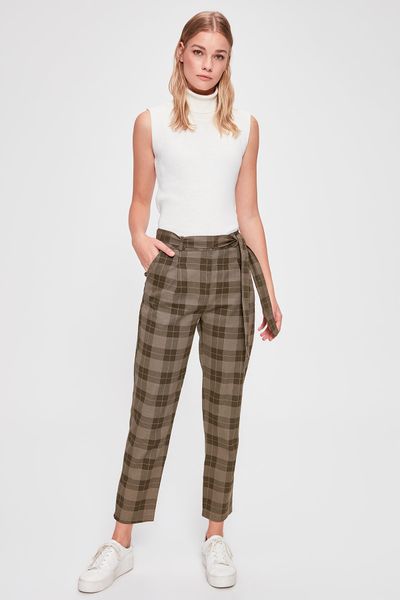 trendyol lacing detailed pants twoaw20pl0473, Black;white