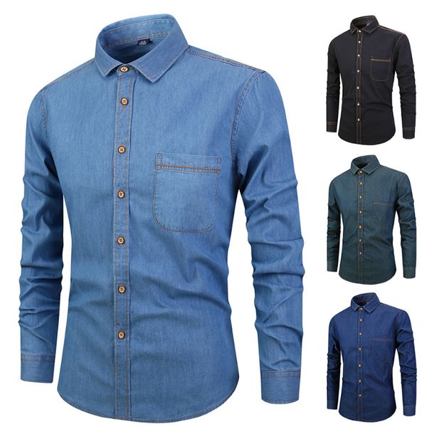 men long sleeve denim shirt mens casual dress male jean shirts street wearing 2020 mens shirts, White;black
men long sleeve denim shirt mens casual dress male jean shirts street wearing 2020 mens shirts, White;black