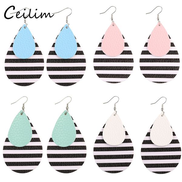 fashion women colorful pu leather earrings black and white stripes waterdrop double layer drop earring designer jewelry christmas gift, Golden
fashion women colorful pu leather earrings black and white stripes waterdrop double layer drop earring designer jewelry christmas gift, Golden
