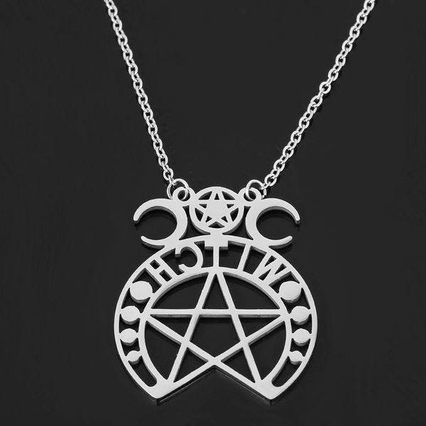 wholesale 10 pcs/lot triple moon goddess wicca pentagram magic amulet necklace women moon charm necklace pendant collar jewelry, Silver
wholesale 10 pcs/lot triple moon goddess wicca pentagram magic amulet necklace women moon charm necklace pendant collar jewelry, Silver